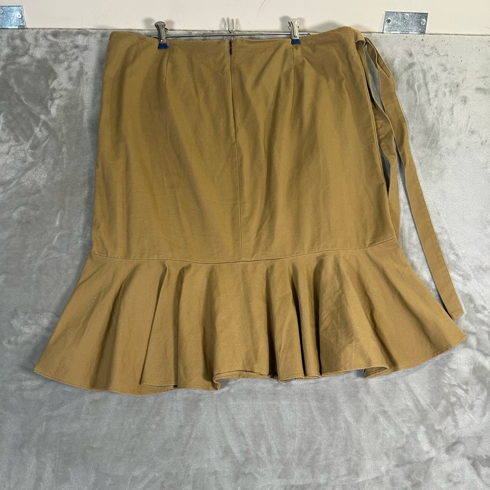 Who what wear wrap midi ruffle khaki skirt - Picture 3 of 8